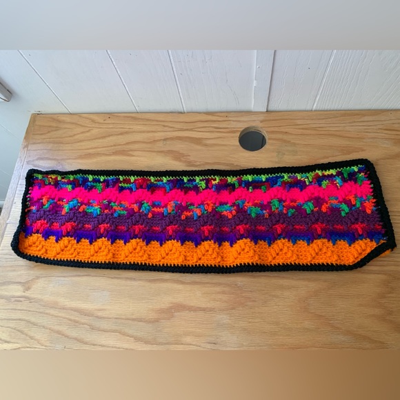 Colorful Multicolored Crochet Knit Handmade Table Runner EUC - Picture 1 of 4